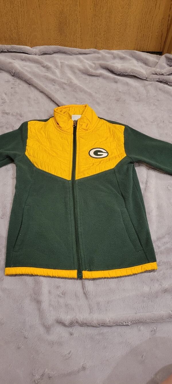 Green Bay Packers NFL Team Apparel Fleece Full Zip Jacket Boys XS 4/5 Football